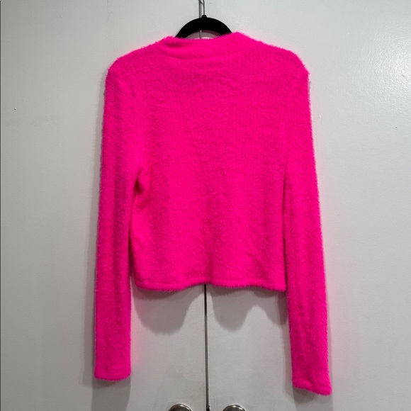 Anthropologie Pink Eyelash Fuzzy Sweater Size Latge - Picture 3 of 4